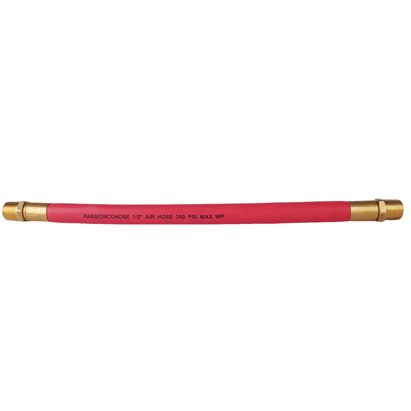 Rood EPDM 1/2' X 50FT met NPT mannelijke rubberen luchtslang voor gecomprimeerde lucht